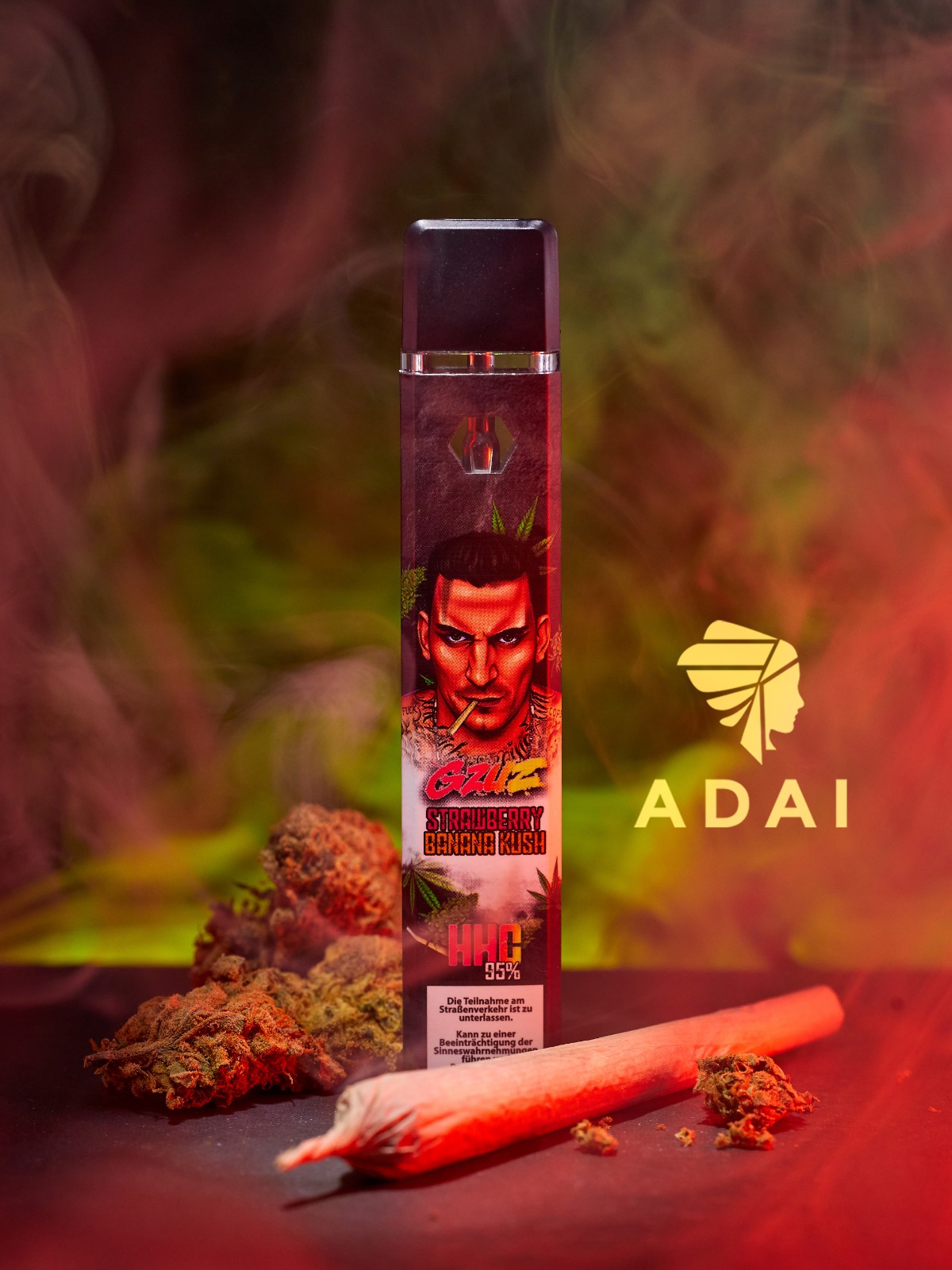 GZUZ 300 Einweg HHC Vaporizer "Strawberry banana Kush" Alibia