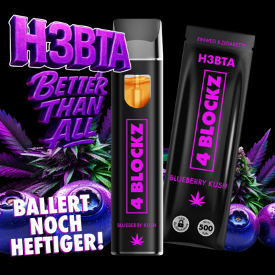 4Blockz VAPE - H3BTA  "Blueberry Kush" (Blueberry) - 1ml CRD
