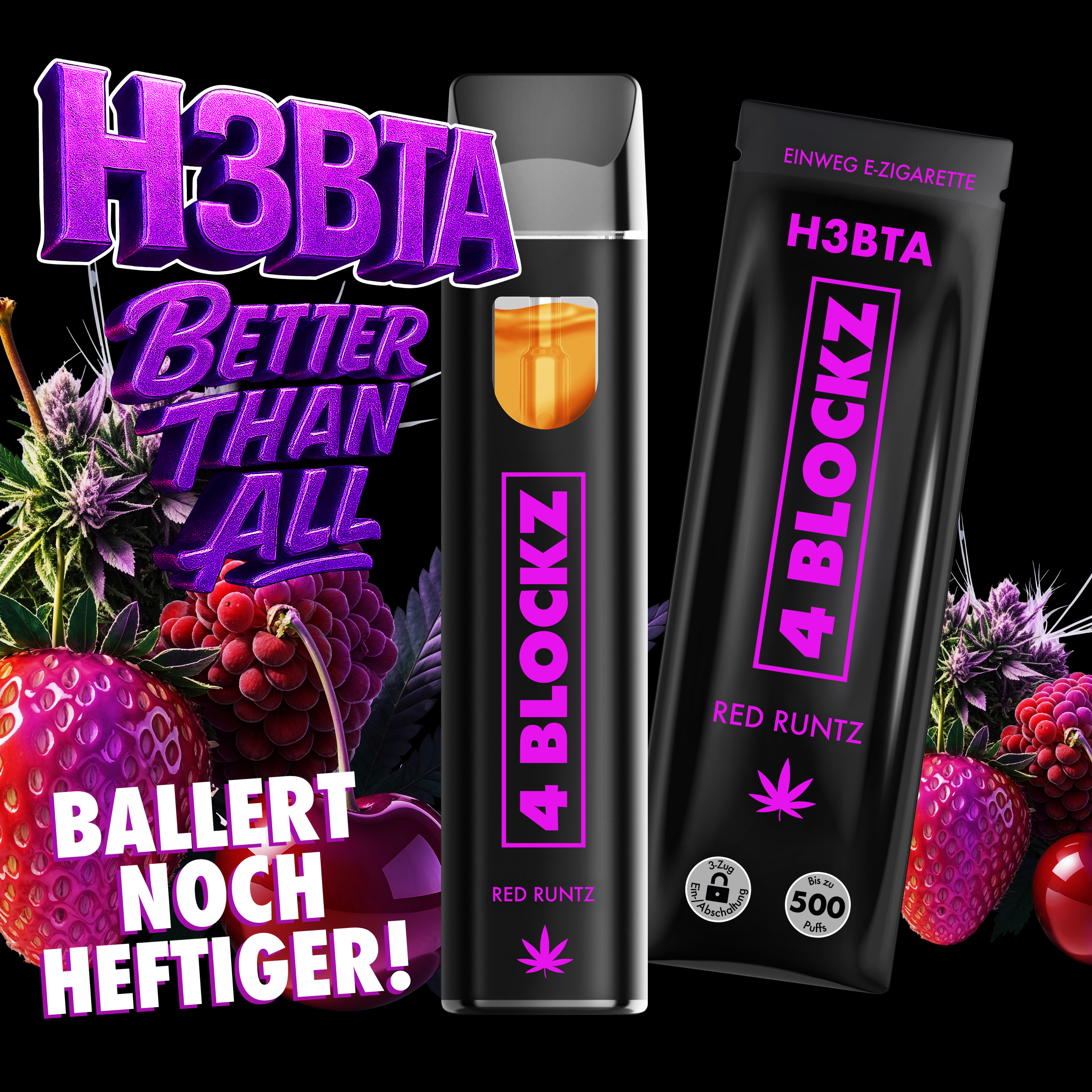 4Blockz VAPE - H3BTA "Red Runtz" (Red Fruits) - 1ml CRD