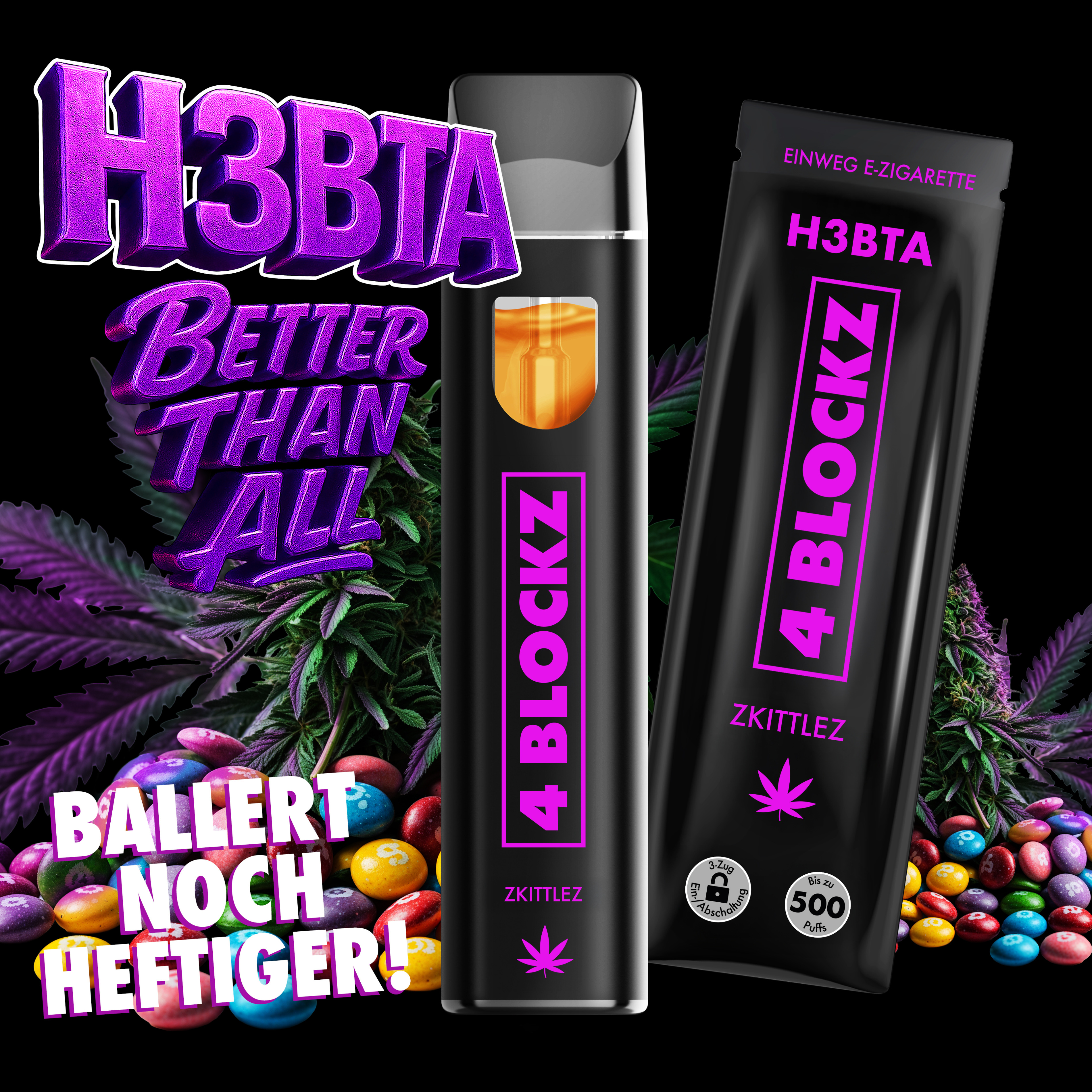 4Blockz VAPE - H3BTA "Zkittlez" (Zkittlez) - 1ml CRD