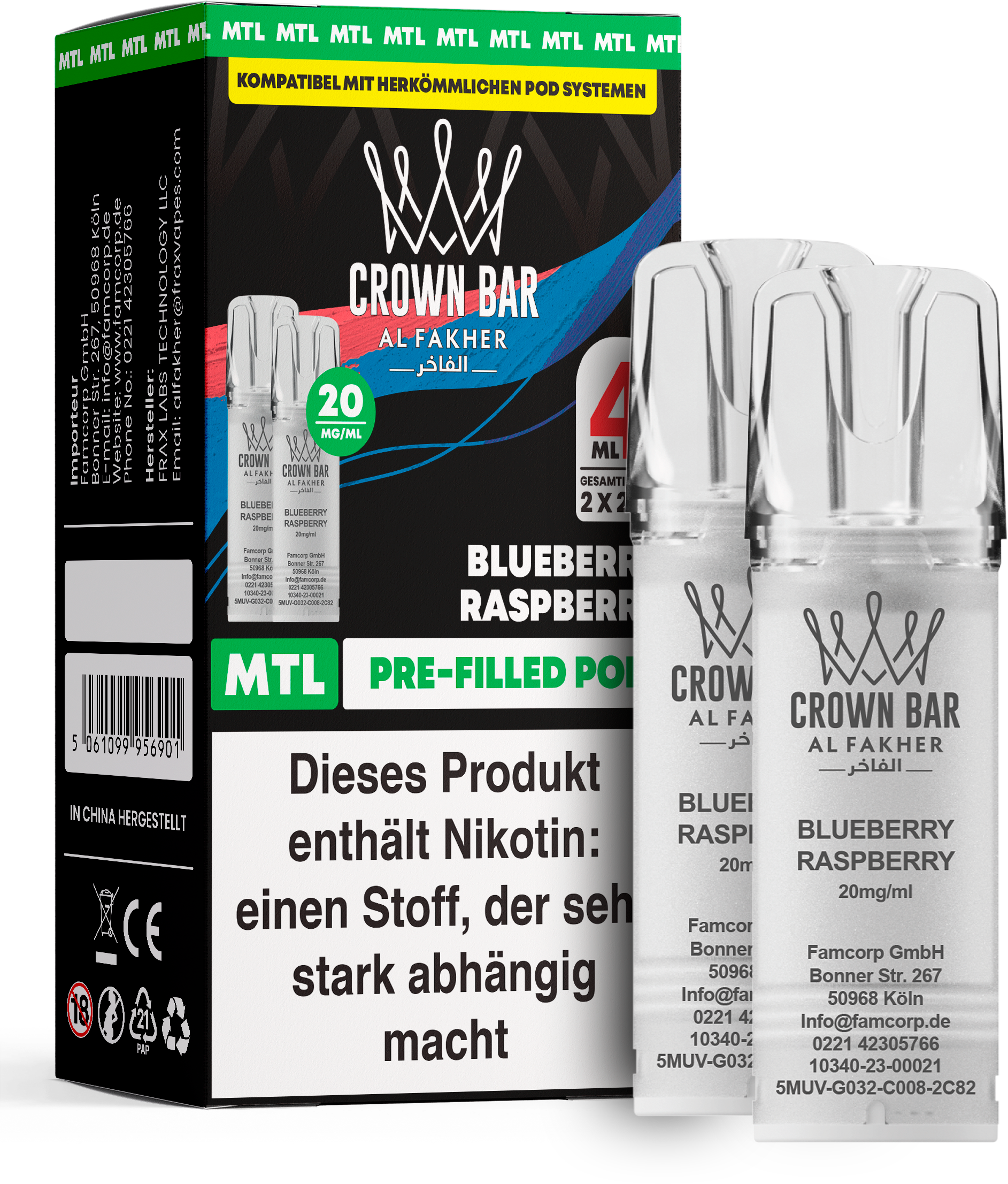 Al Fakher Pod (2er Pack) - Blueberry Raspberry 20mg (MTL)