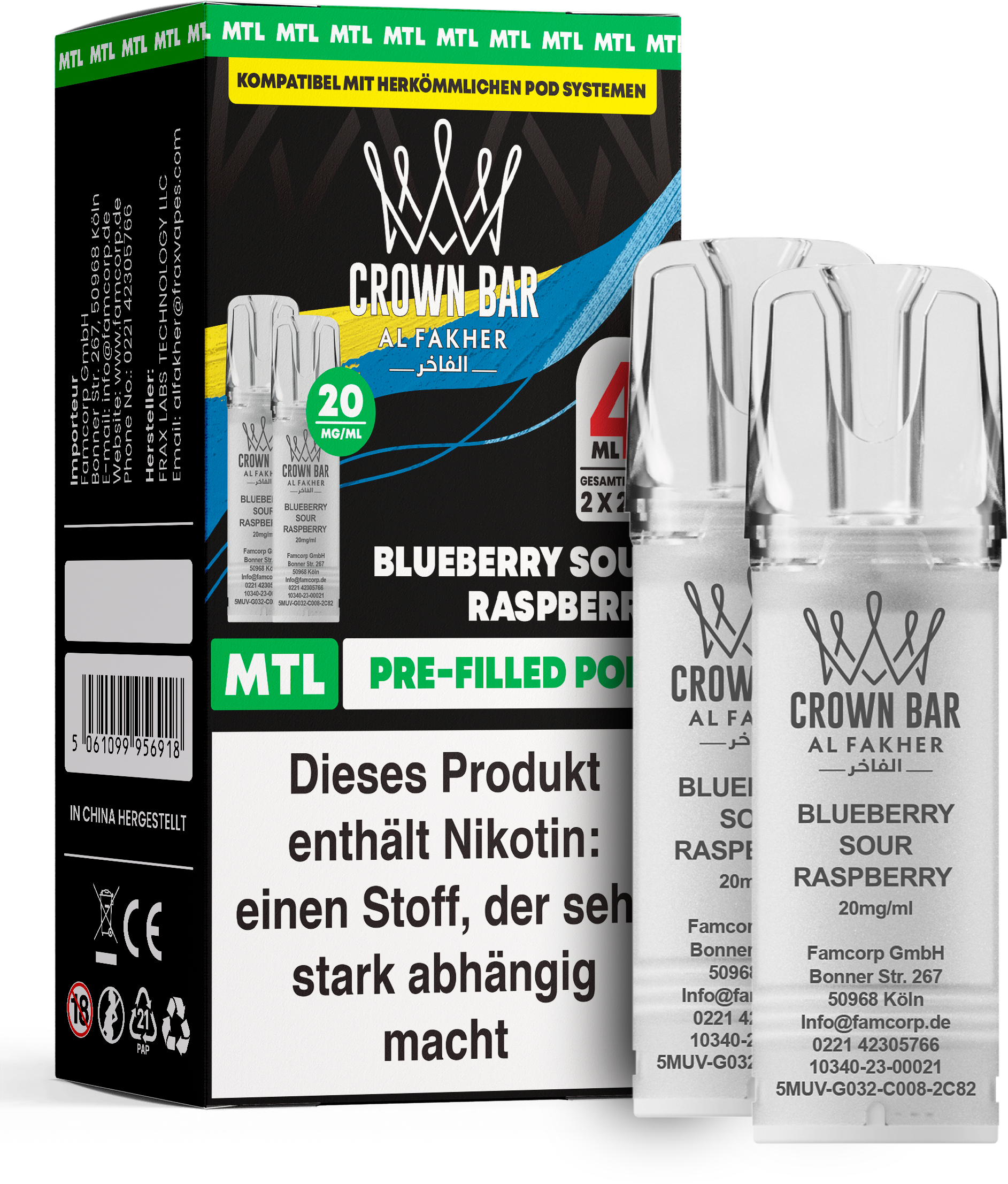 Al Fakher Pod (2er Pack) - Blueberry Sour Raspberry 20mg (MTL)