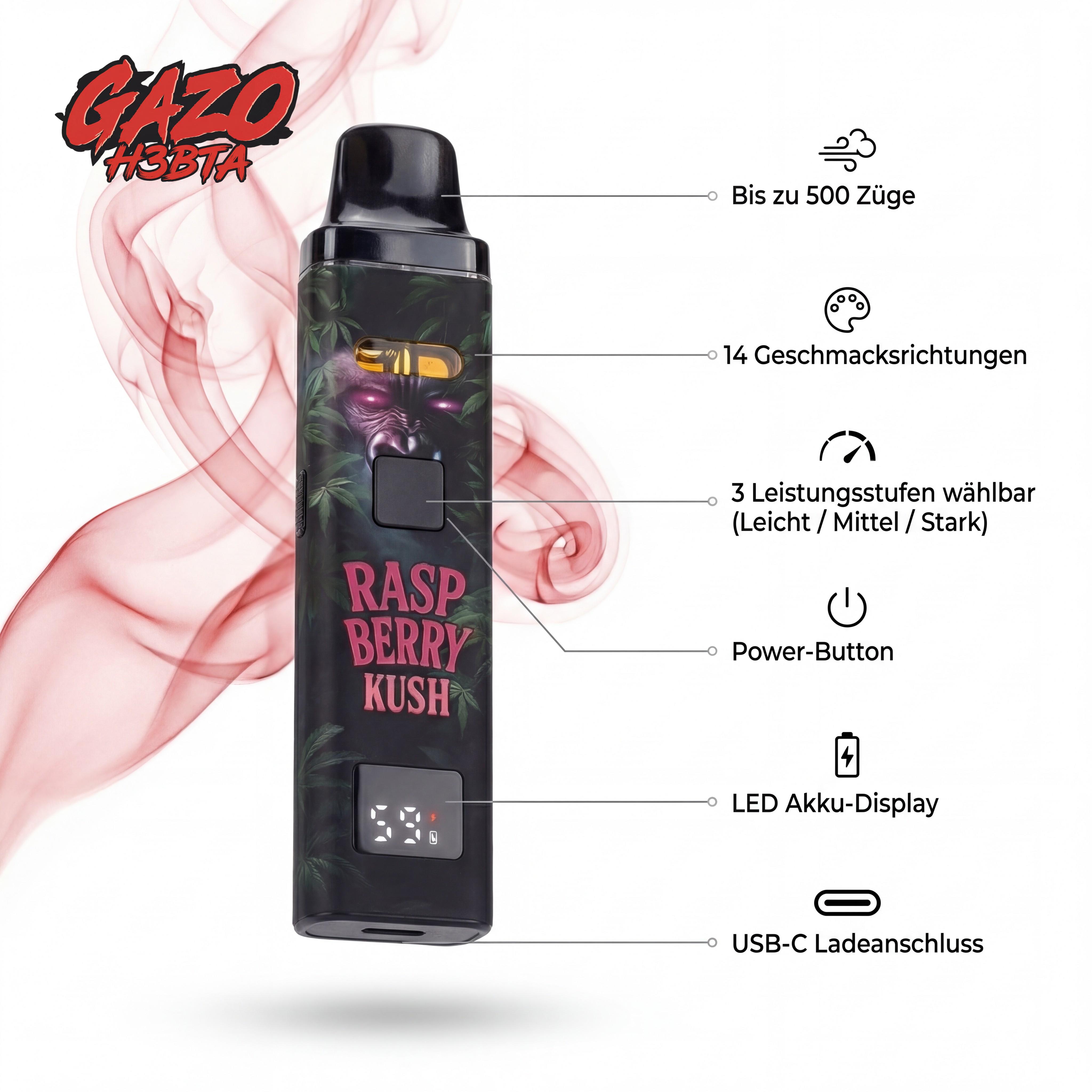 GAZO VAPE - H3BTA "Watermelon Ice" (Watermelon Ice) - 1ml CRD – Bild 3