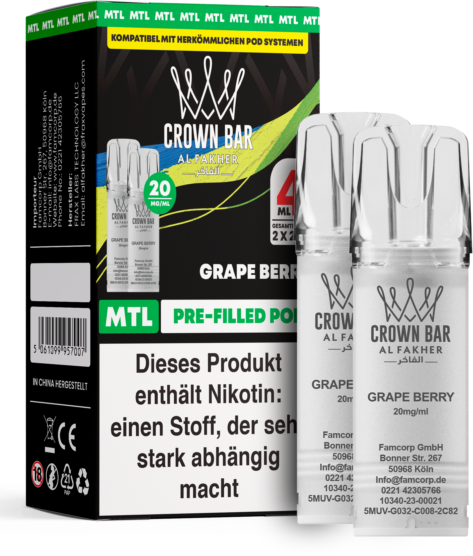 Al Fakher Pod (2er Pack) - Grape Berry 20mg (MTL)