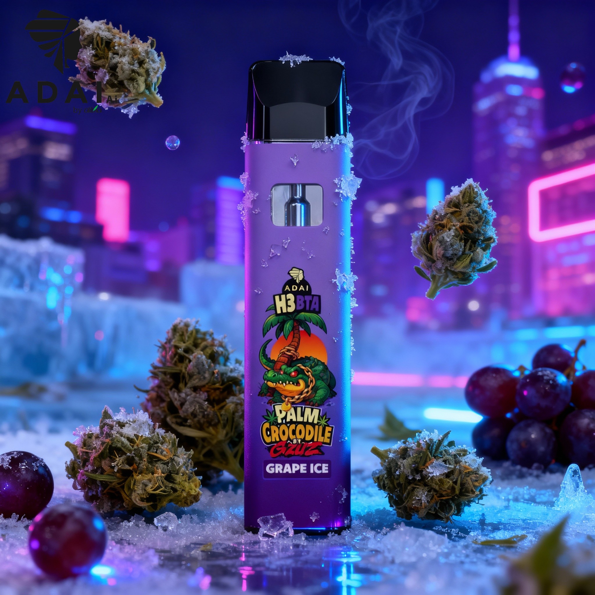 Palm Crocodile VAPE - H3BTA "Grape Ice" (Grape Ice) - 1ml CRD