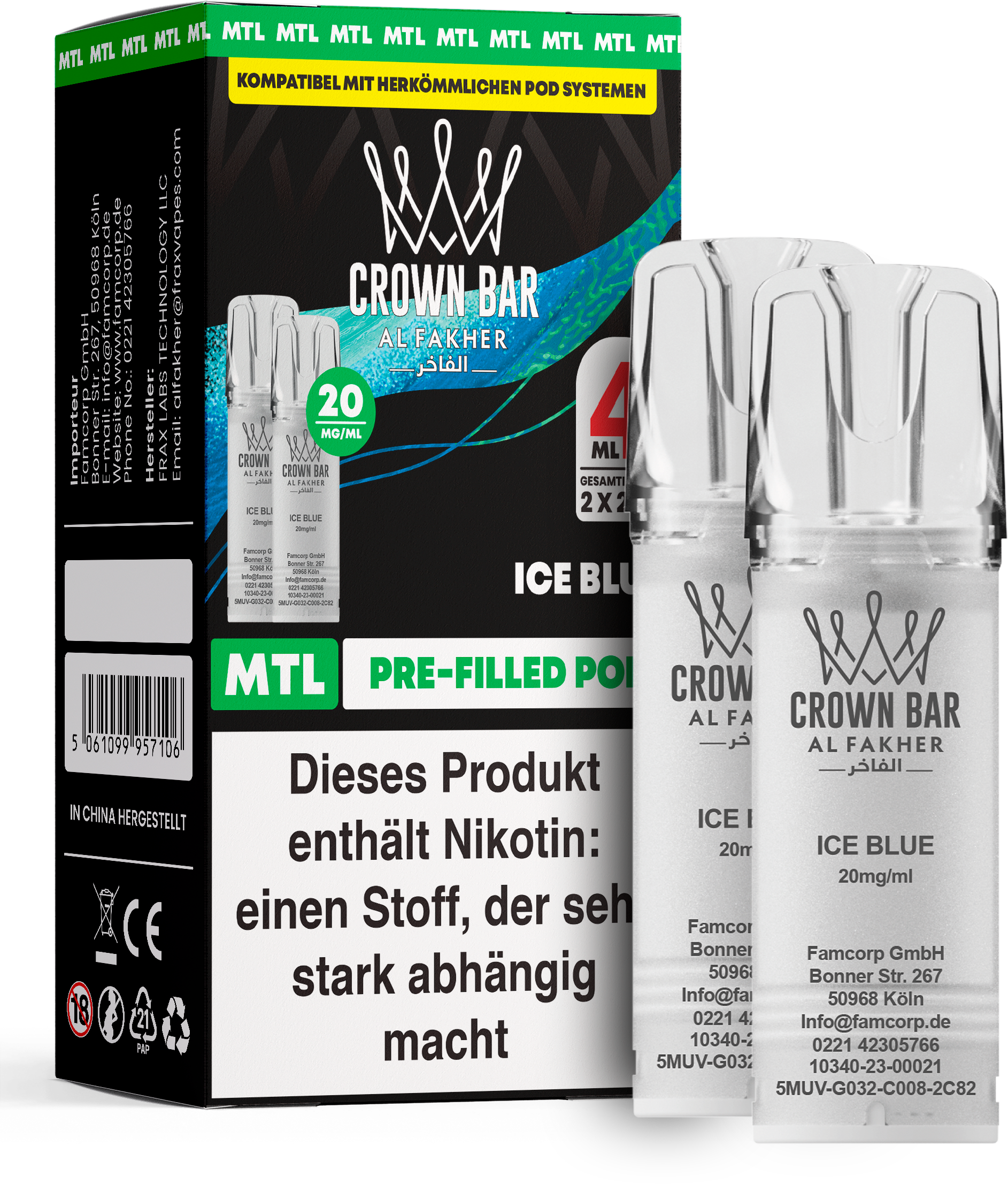 Al Fakher Pod (2er Pack) - Ice Blue 20mg (MTL)