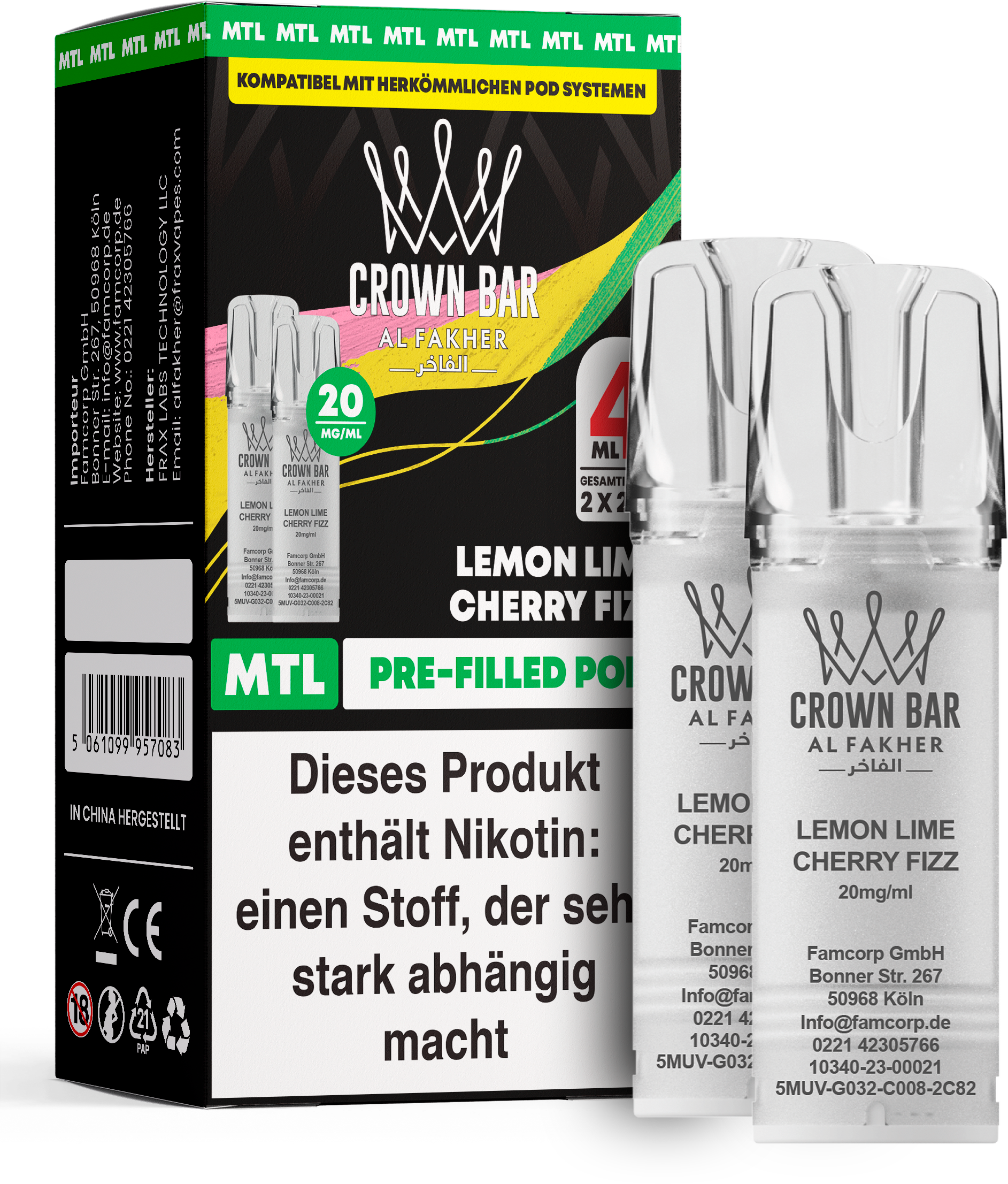 Al Fakher Pod (2er Pack) - Lemon Lime Cherry Fizz 20mg (MTL)