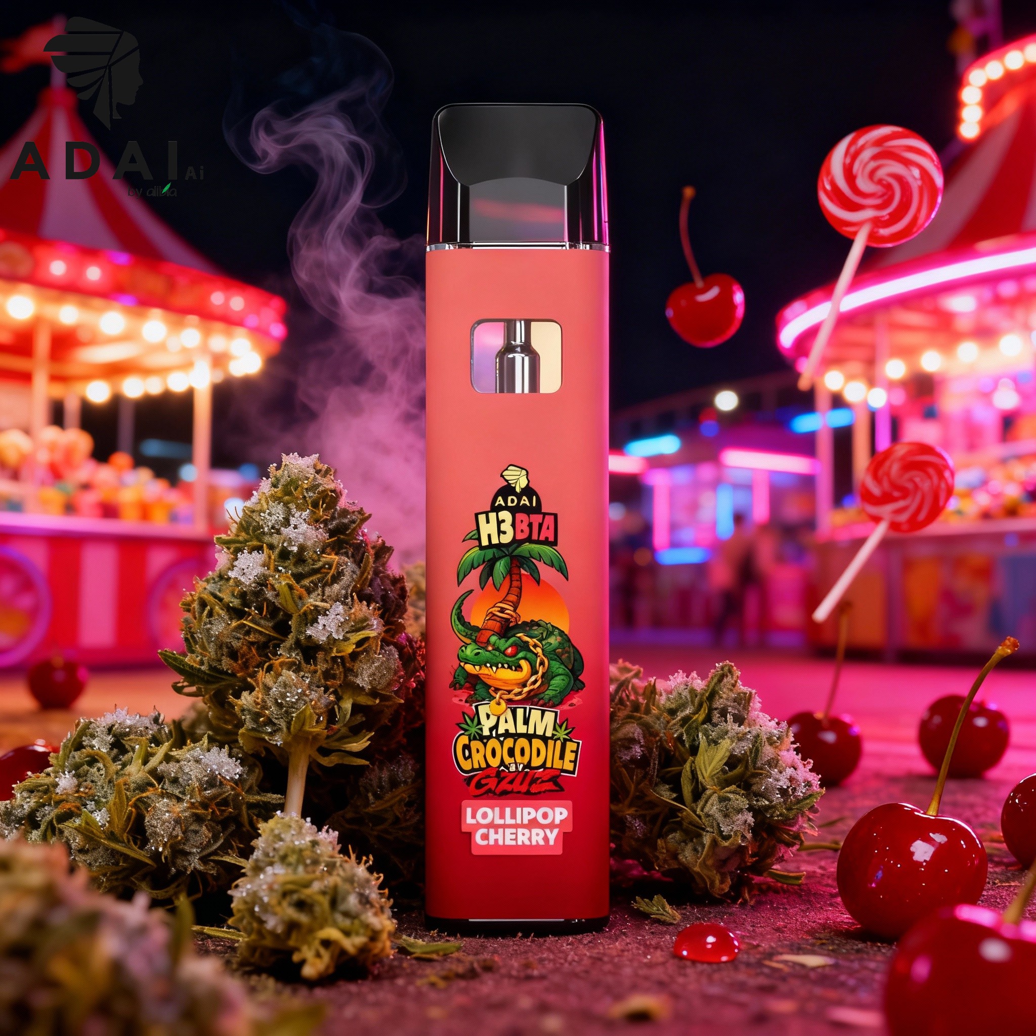 Palm Crocodile VAPE - H3BTA "Lollipop Cherry" (Lollipop Cherry) - 1ml CRD
