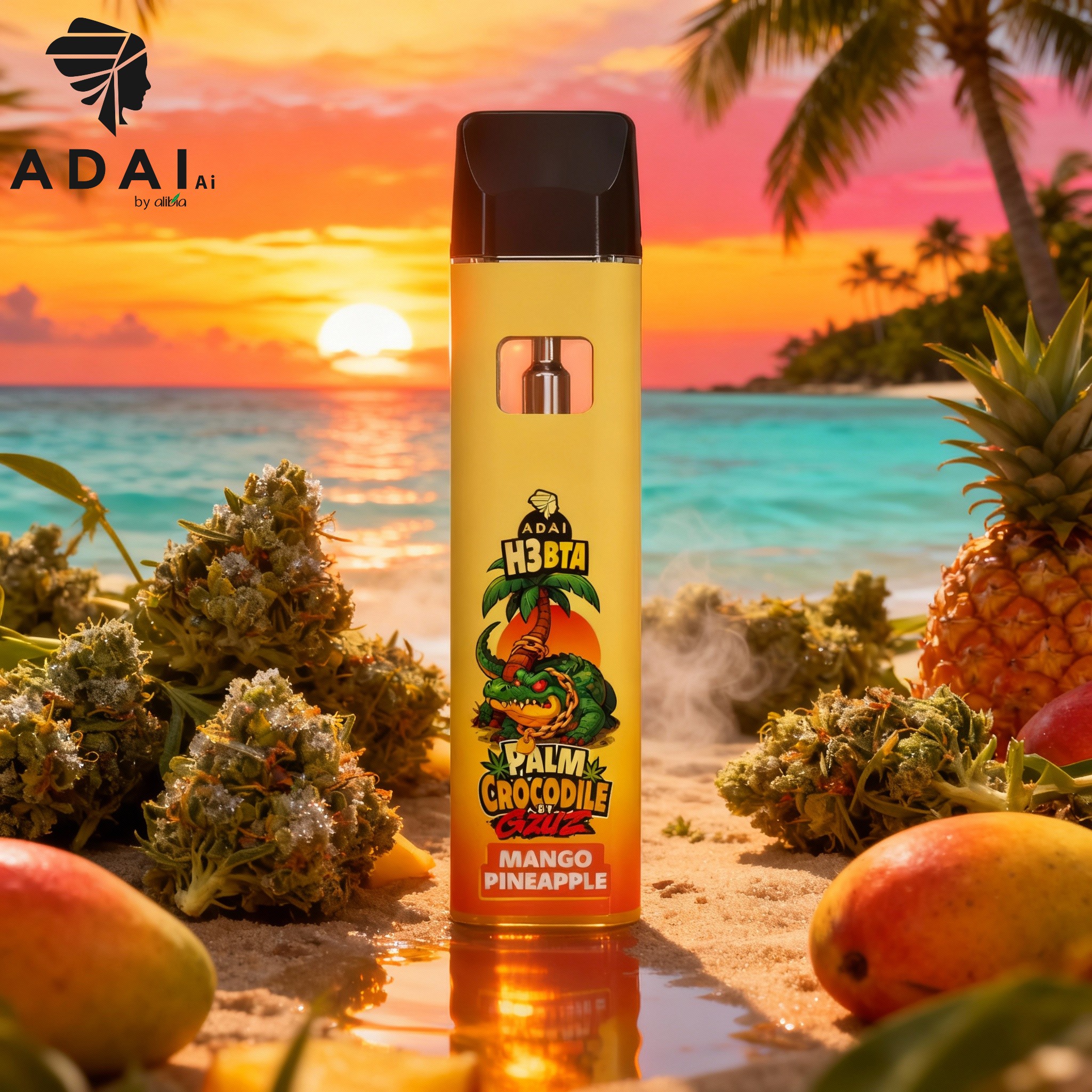 Palm Crocodile VAPE - H3BTA "Mango Pineapple" (Mango Pineapple) - 1ml CRD