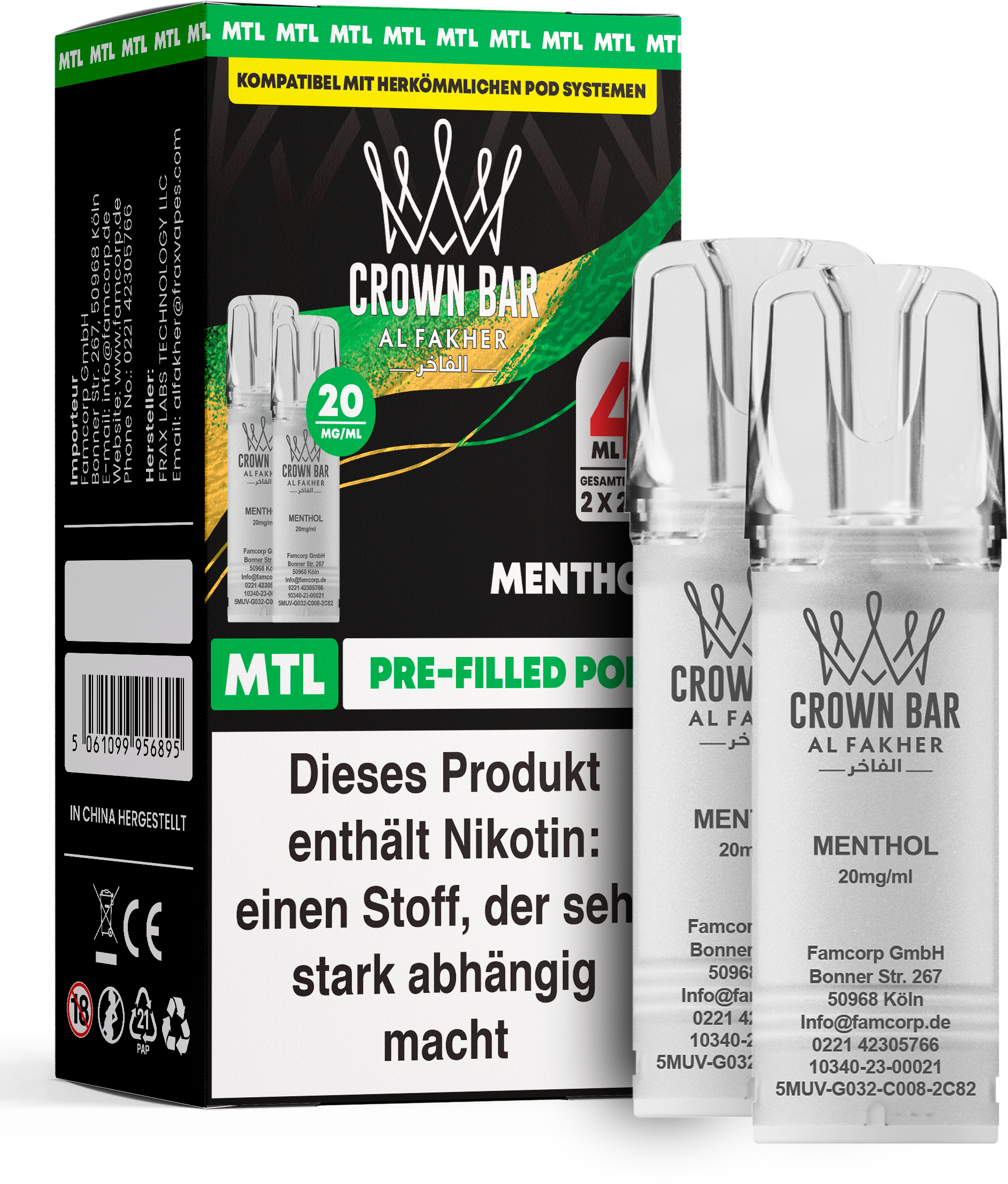 Al Fakher Pod (2er Pack) - Menthol 20mg (MTL)