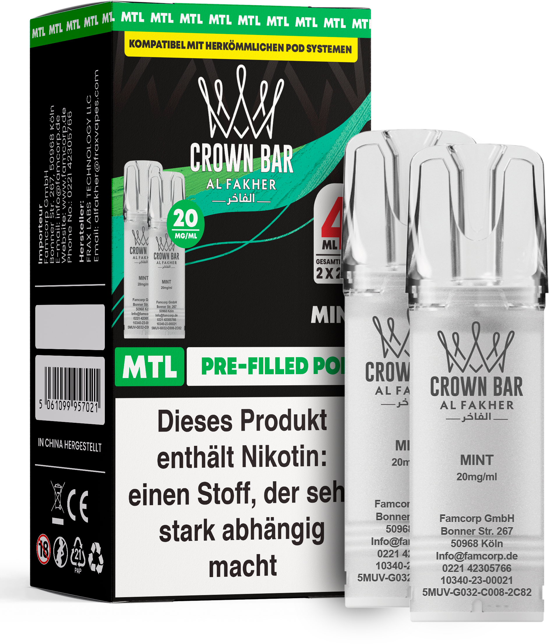 Al Fakher Pod (2er Pack) - Mint 20mg (MTL)