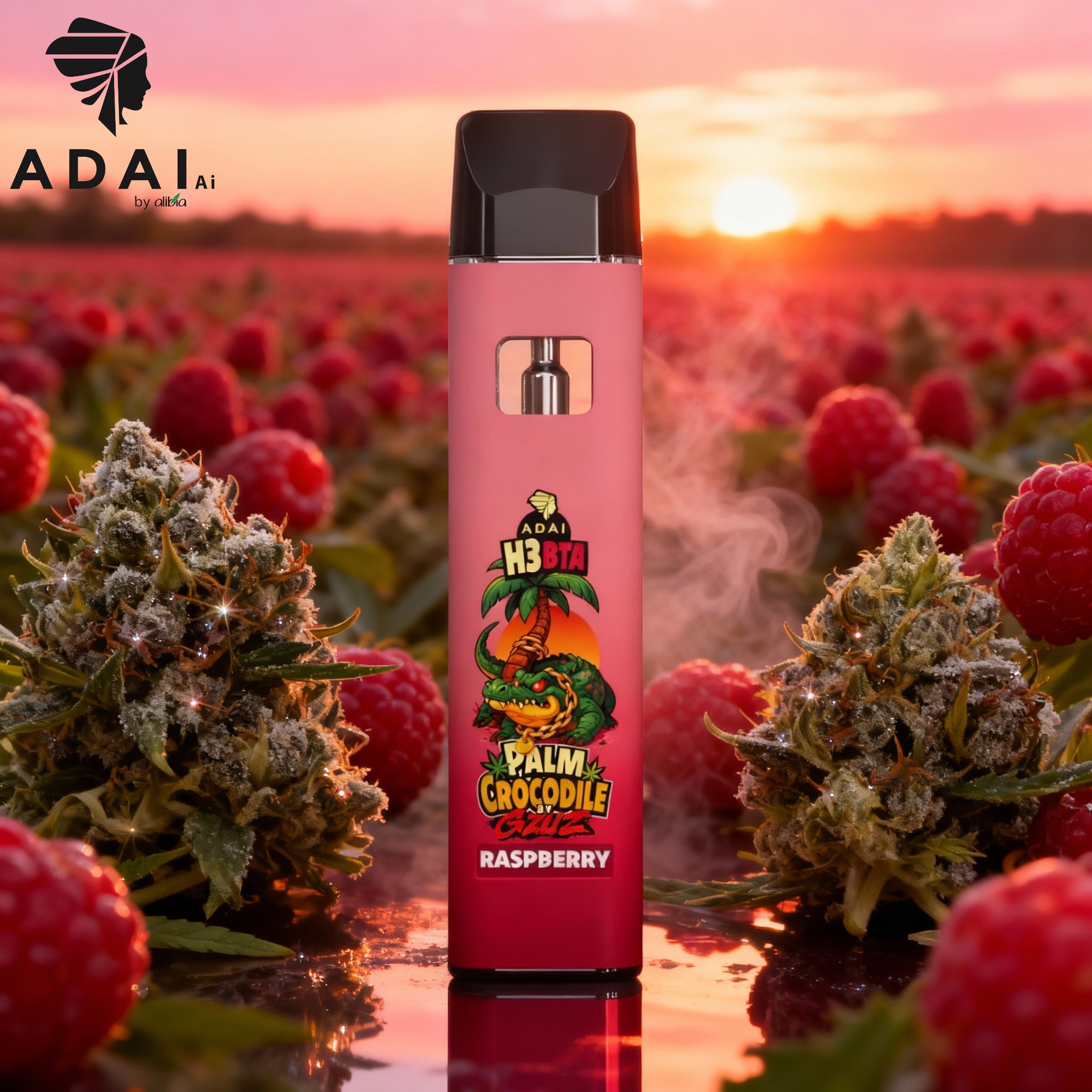Palm Crocodile VAPE - H3BTA "Raspberry" (Raspberry) - 1ml CRD